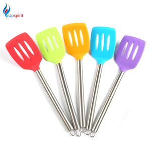 Upspirit Silicone Slotted Turner Cooking Kitchen Tools Spatula Frying Fish Shovel Stainless Steel Long Handle Turners Kitchen Accessory