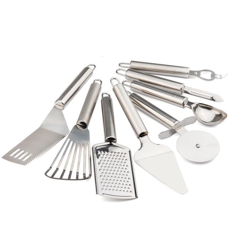 Upspirit New Stainless Steel 8Pcs/set Cooking Tools Set Pizza Knife Drain Shovel Spatula Cooking Utensils Set Kitchen Accessories