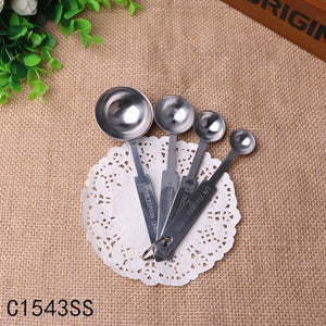 Delidge 4 pcs/Set Kitchen Measuring Spoons With Ruler Stainless Steel Useful Spoon Baking Utensil Set Kit Measuring Tools