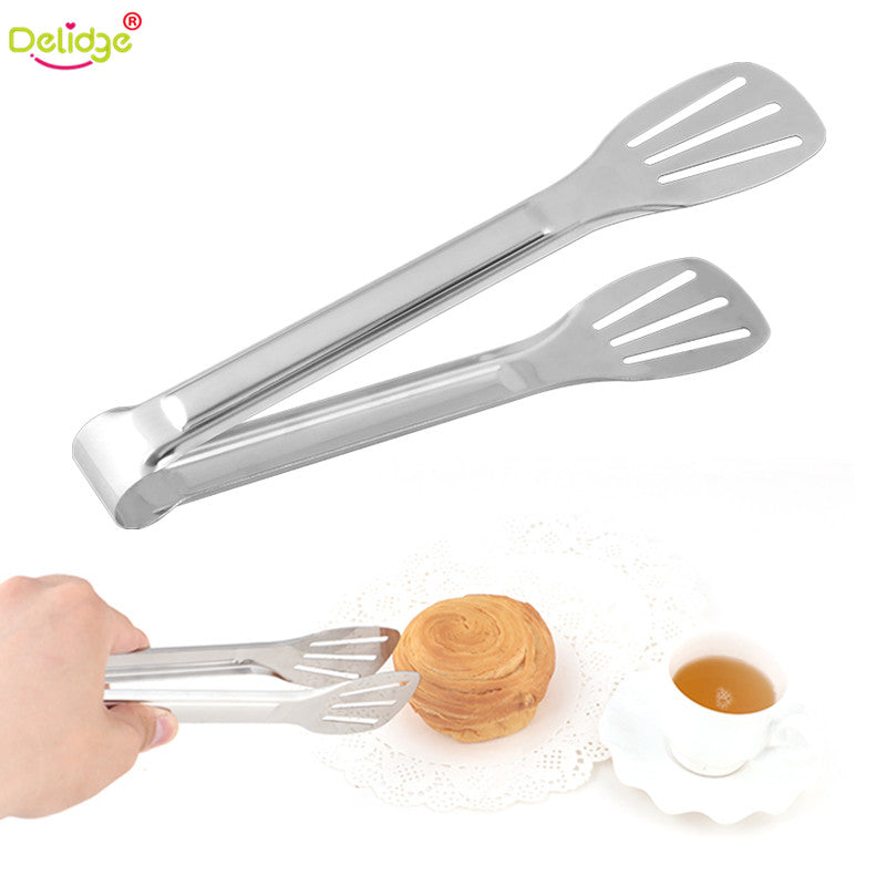 Delidge 1 pc Multifunction Roasting Clamp Stainless Steel Dessert Steak Meat Vegetable Barbecue Food Clip Tongs Kitchen Tools