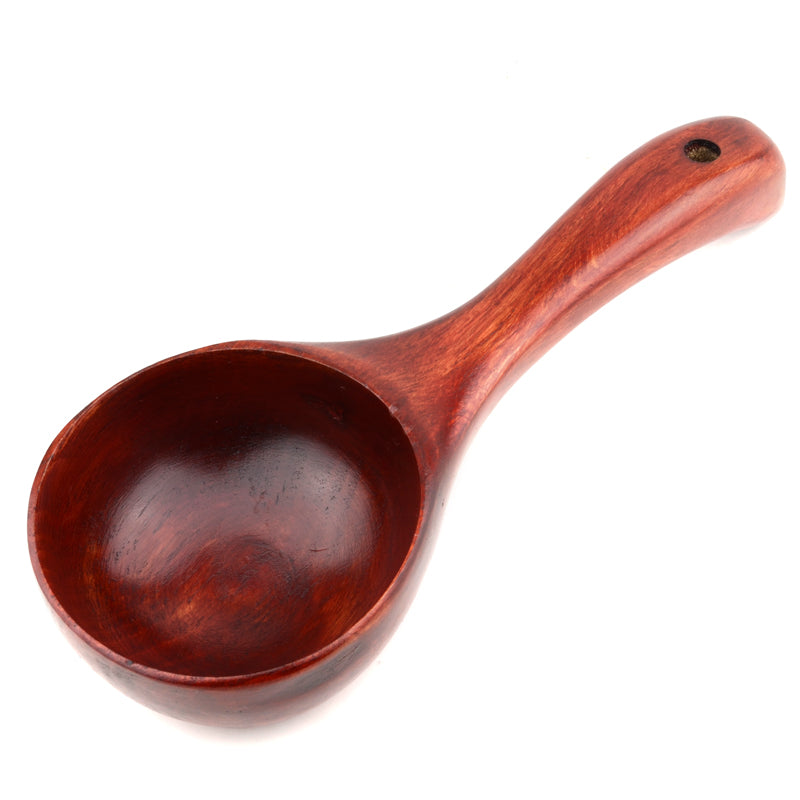 Upspirit Natural Wood Soup Ladle Round Shaped Spoon Tableware Wooden Kitchen Utensils Catering Tableware Household Cooking Supplies