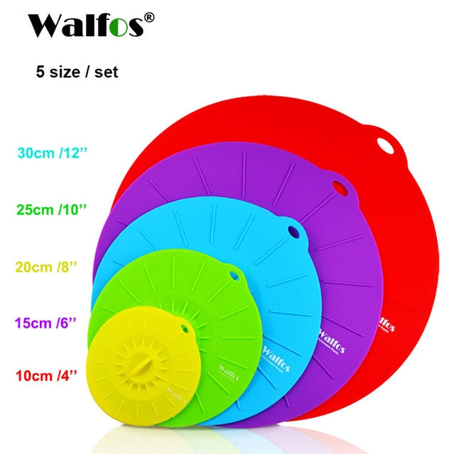 WALFOS Set of 5 silicone Microwave bowl cover cooking pot pan lid Cove –  kitchenutensilsusa