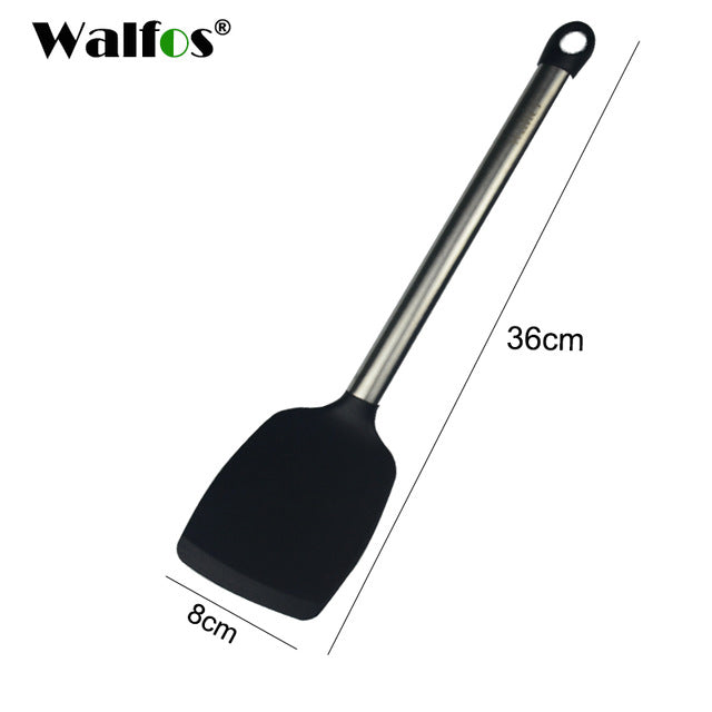 Walfos Silicone Ladle Soup Spoon Turner Cookware Tablespoon Stainless Steel Handle Anti-hot Ladles Kitchen Bar Cooking Accessories