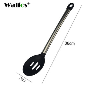 Walfos Silicone Ladle Soup Spoon Turner Cookware Tablespoon Stainless Steel Handle Anti-hot Ladles Kitchen Bar Cooking Accessories