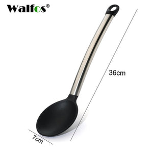 Walfos Silicone Ladle Soup Spoon Turner Cookware Tablespoon Stainless Steel Handle Anti-hot Ladles Kitchen Bar Cooking Accessories