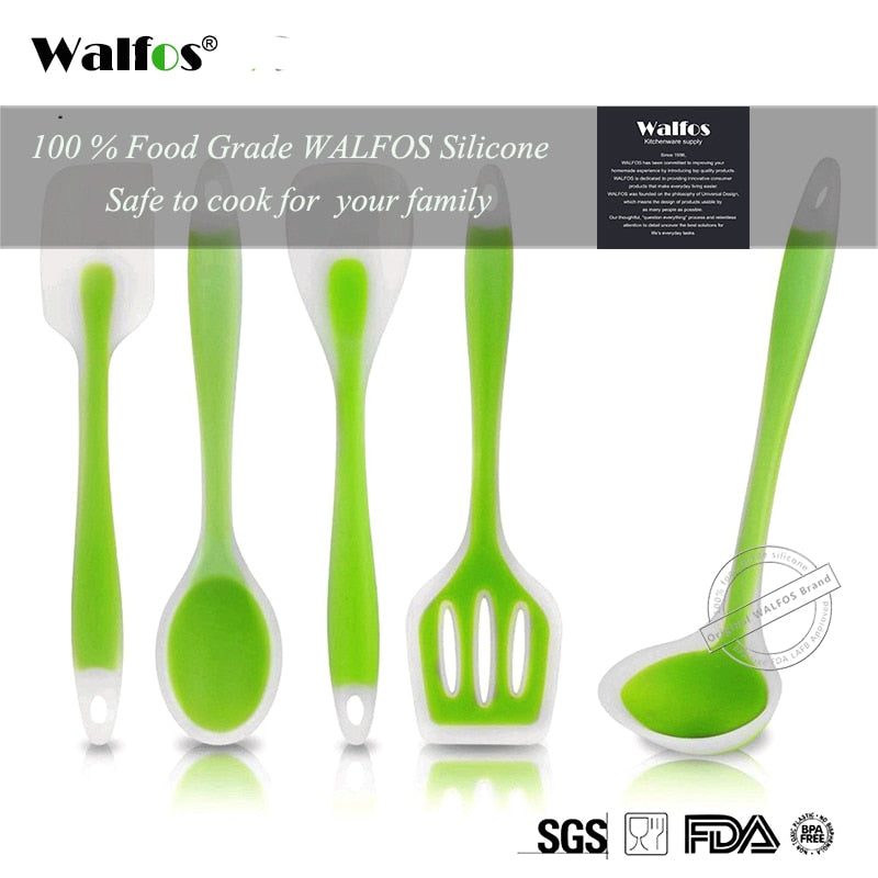 WALFOS food grade silicone Cooking tools accessories Heat-Resistant kitchen Utensil Set Non-Stick spatula turner ladle spoon