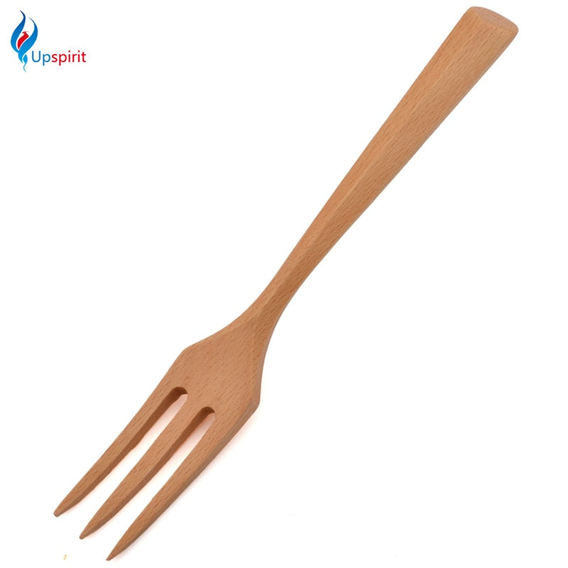 Upspirit New Arrival Wooden Fork For Fruit Dessert Beech Fork  Kitchen Utensils Wood Dinnerware Tools Natural Beech Harmless  Food Forks