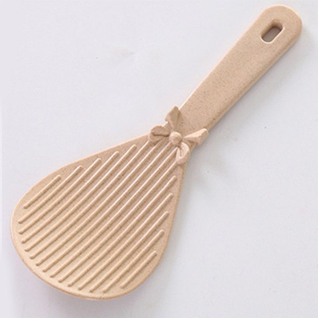 Xingcheng Modern Kitchen Supply New Material Meal Rice Spoon with Cute Bowknot Decorated Wheat Smell Eco-friendly Dinner Spoon