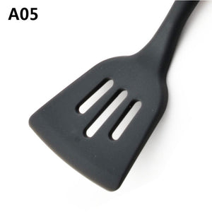 Upspirit 1PCS Silicone Spatula Spoon Colander Spaghetti Server Turner Cooking Utensil Set with Wood Handle Kitchen Gadgets