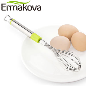 ERMAKOVA Wire Whisk Egg Beater Blender Stainless Steel Manual Balloon Egg Stirring Whisk Milk Kitchen Utensils for Blending