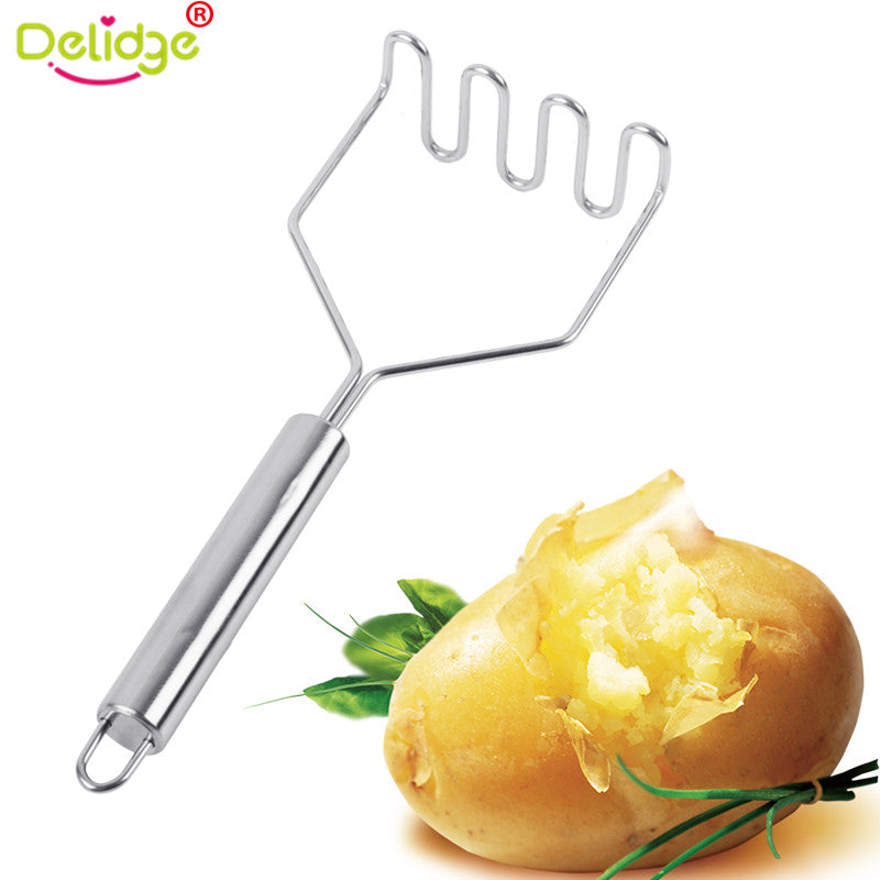 Delidge 1 pc Potato Masher Stainless Steel Wavy Potato Press Tool Plate Smooth  Mashed Potatoes Making Tool Kitchen Utensil