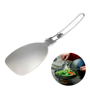 Upspirit New Arrival Stainless Steel Folding Turner Outdoor Camping Cooking Utensils Kitchen Turner Metal Cookware Spatula For Picnic