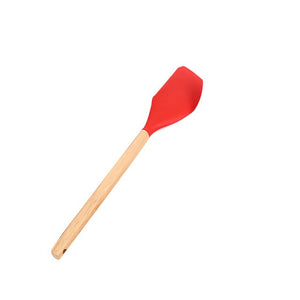 Xingcheng Silicone Head Utensils Wood Handle Soup Spoon Slotted Spoon Spatula Slotted Scoop Strainer Mesh non-stick Kitchen Tools