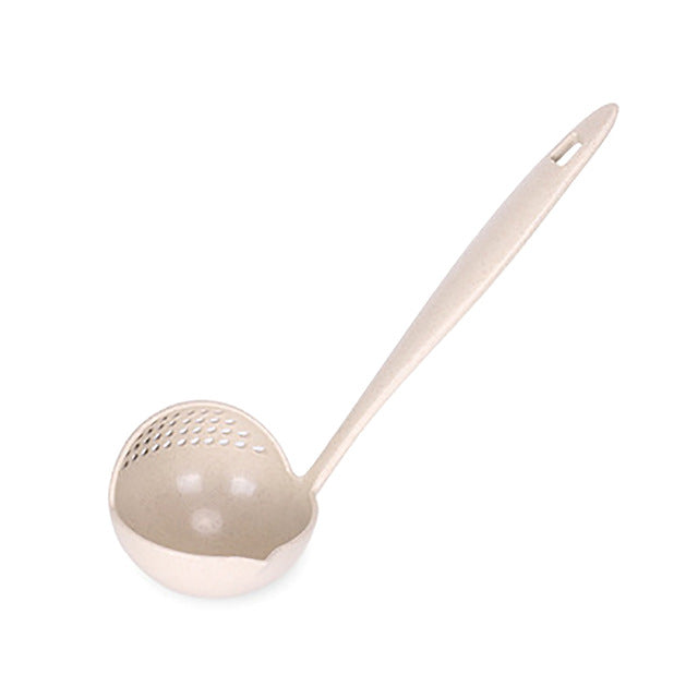 Xingcheng 2 in 1 Wheat Straw Soup Spoon Multifunctional Long handle Colander Food Grade Plastic Creative Simple Joker Soup Ladle Kitchen