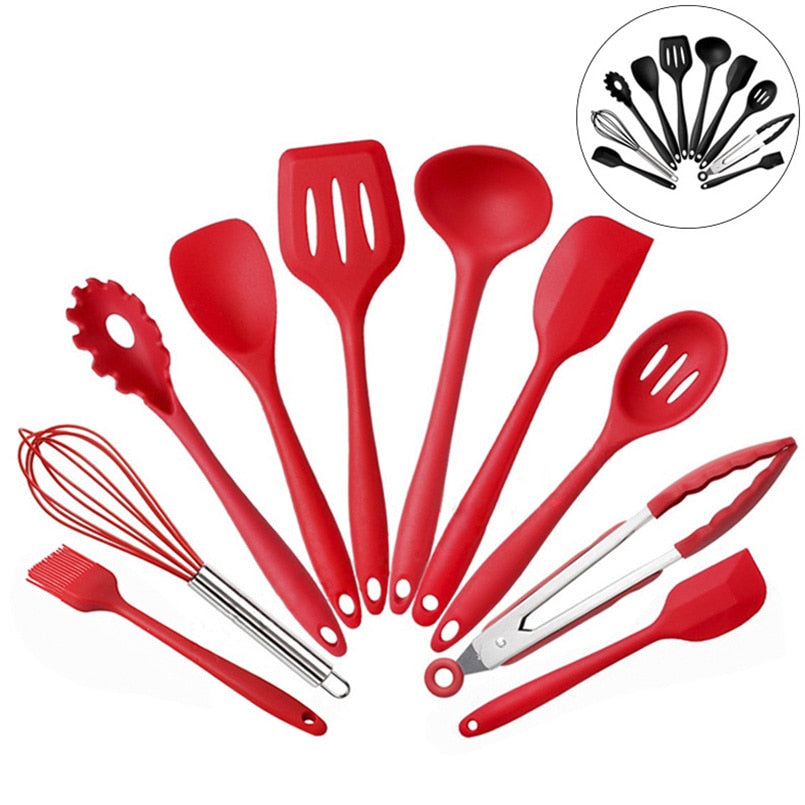 Xingcheng 10pcs/set Silicone Cooking Utensils Non-Stick Heat-Resistant Baking Tool Set Spatula BBQ Brush Shovel Household Kitchen Gadgets