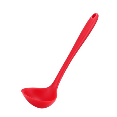 ERMAKOVA Silicone Spoon Large Size Soup Spoon Heat-Resistant Soup Ladle Soup Server with Long Handle Non-Stick Kitchen Utensil