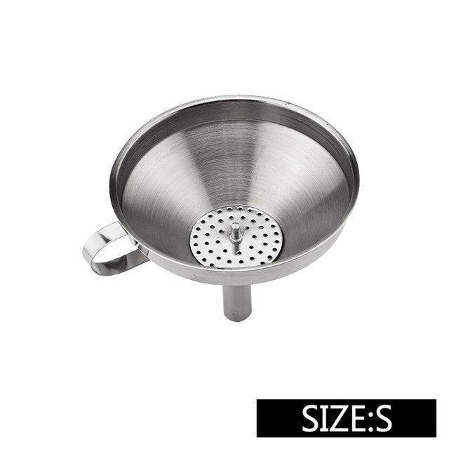 Upspirit Stainless Steel Funnel 3 size Oil Hopper Filter Wide Mouth Jam Liquid Funnel With Detachable Mesh Home Kitchen Utensil