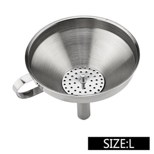 Upspirit Stainless Steel Funnel 3 size Oil Hopper Filter Wide Mouth Jam Liquid Funnel With Detachable Mesh Home Kitchen Utensil