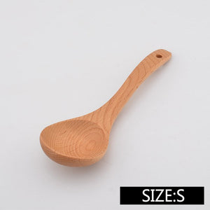 Upspirit Beech Spoon Wooden Soup Spoons Long Handle Sauces Ladle Milk Blender Food Stirrer Multi Sizes Tableware Kitchen Utensil