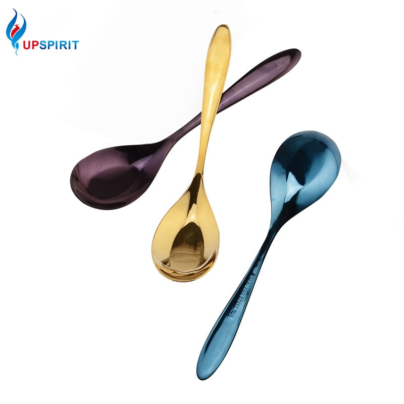 Upspirit Stainless Stee Flat Bottom Spoon Vacuum Plating Various Color Dinner Spoon Eco-friendly Kitchen Utensil Dinnerware