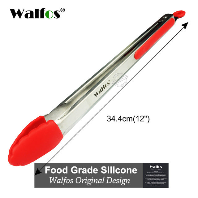 WALFOS Food Grade 100% Silicone food tong Kitchen Tongs utensil Cooking Tong clip Clamp accessories Salad Serving BBQ tools