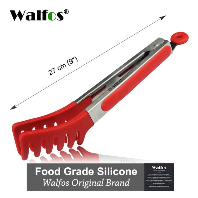 WALFOS Food Grade 100% Silicone food tong Kitchen Tongs utensil Cooking Tong clip Clamp accessories Salad Serving BBQ tools