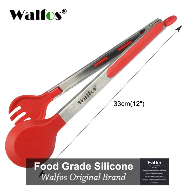 WALFOS Food Grade 100% Silicone food tong Kitchen Tongs utensil Cooking Tong clip Clamp accessories Salad Serving BBQ tools