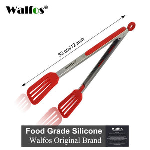 WALFOS Food Grade 100% Silicone food tong Kitchen Tongs utensil Cooking Tong clip Clamp accessories Salad Serving BBQ tools