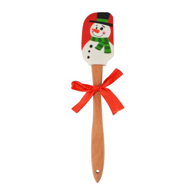 Upspirit Silicone Cream Spatula with Wood Handle Christmas Themed Heat-resistant Spatula Non stick Flexible Kitchen Utensils