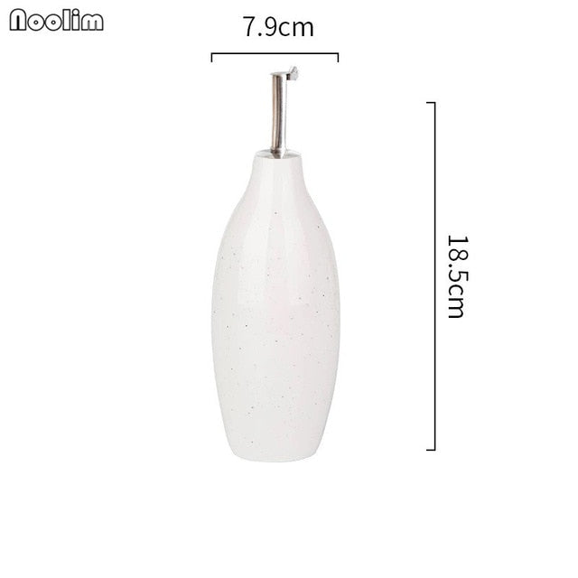 NOOLIM European Ceramic Household Oil Pot Soy Sauce Vinegar Olive Oil Bottle BBQ Dispenser Shaker Kitchen Utensil Seasoning Can