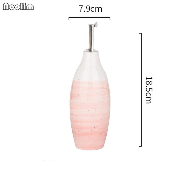 NOOLIM European Ceramic Household Oil Pot Soy Sauce Vinegar Olive Oil Bottle BBQ Dispenser Shaker Kitchen Utensil Seasoning Can