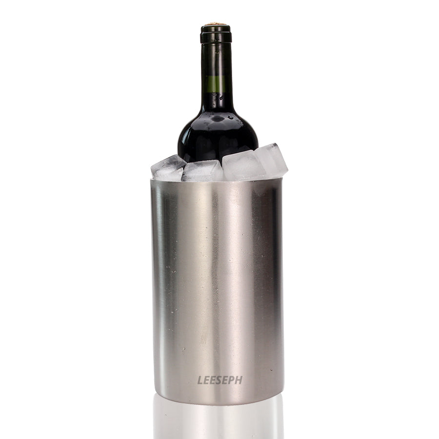 Leeseph Wine Cooler- Ice Bucket Double Wall Stainless Steel - Multipurpose Use as Kitchen Utensil Holder and Flower Vase