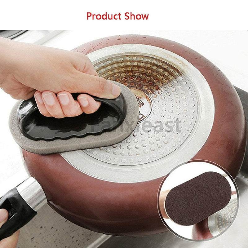 NooLim Kitchen Clean Brush Nano Emery Sponge Brush with Handle Magic Sponge Silicon Carbide Descaling Home Kitchen Rust Scale Cleaning