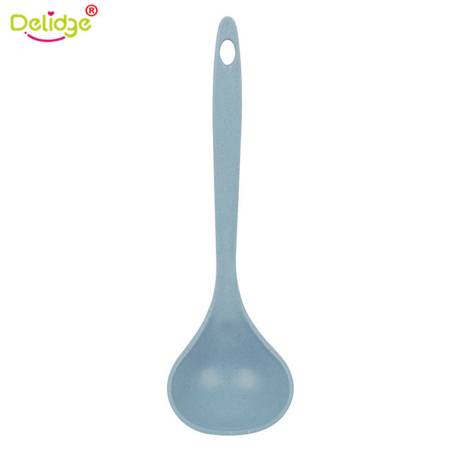 Delidge 1 pc 23.3*7cm Long Handled Spoon Wheat Straw Large Size 4 Colors Porridge Soup Spoon Kitchen Cooking Tools Dropshipping