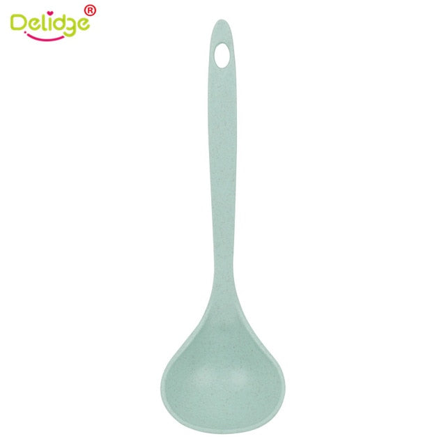 Delidge 1 pc 23.3*7cm Long Handled Spoon Wheat Straw Large Size 4 Colors Porridge Soup Spoon Kitchen Cooking Tools Dropshipping