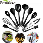 ERMAKOVA 10 Pcs/Set Silicone Kitchen Utensils Set Heat Resistant Non-Stick Cooking Utensil Set Silicone Kitchen Tools Set