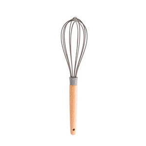 ERMAKOVA Silicone Kitchen Cooking Utensil Tool Non-Stick Heat Resistant Slotted Spoon Scraper Ladle Brush Whisk with Wood Handle