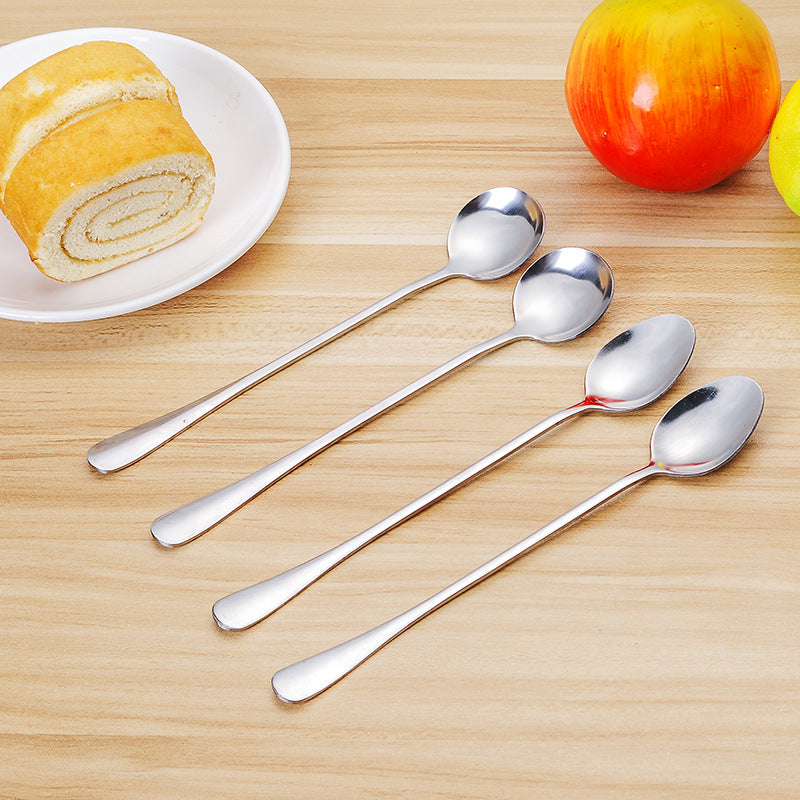 Xingcheng 2PCS/Set Stainless Steel Coffee Stirring Spoon LongHandle  Ice Cream Spoon Sharp Round Head Classical Soup Spoon Kitchen Utensil