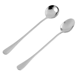 Xingcheng 2PCS/Set Stainless Steel Coffee Stirring Spoon LongHandle  Ice Cream Spoon Sharp Round Head Classical Soup Spoon Kitchen Utensil