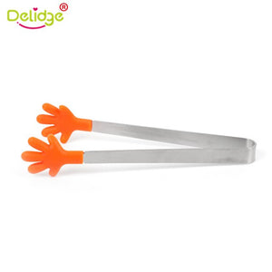 Delidge 1PC/2PC Stainless Steel Food Clip Silicone Hand Tongs Vegetable Fruit Salad Cake Ice Candy Clip Kitchen Tools Utensil