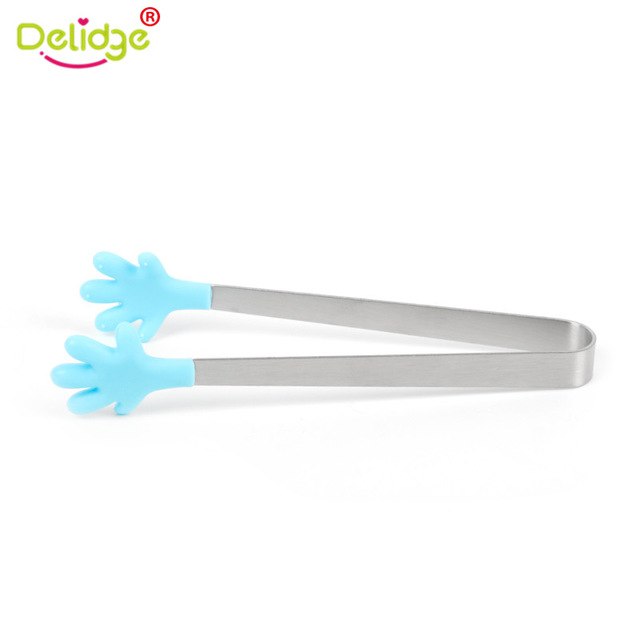 Delidge 1PC/2PC Stainless Steel Food Clip Silicone Hand Tongs Vegetable Fruit Salad Cake Ice Candy Clip Kitchen Tools Utensil