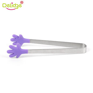 Delidge 1PC/2PC Stainless Steel Food Clip Silicone Hand Tongs Vegetable Fruit Salad Cake Ice Candy Clip Kitchen Tools Utensil