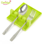 Delidge 1pc Spoon Rests Plastic Cooking spoon storage Cleaning Pad Kitchen Utensil Spatula Holder Cooking Accessories