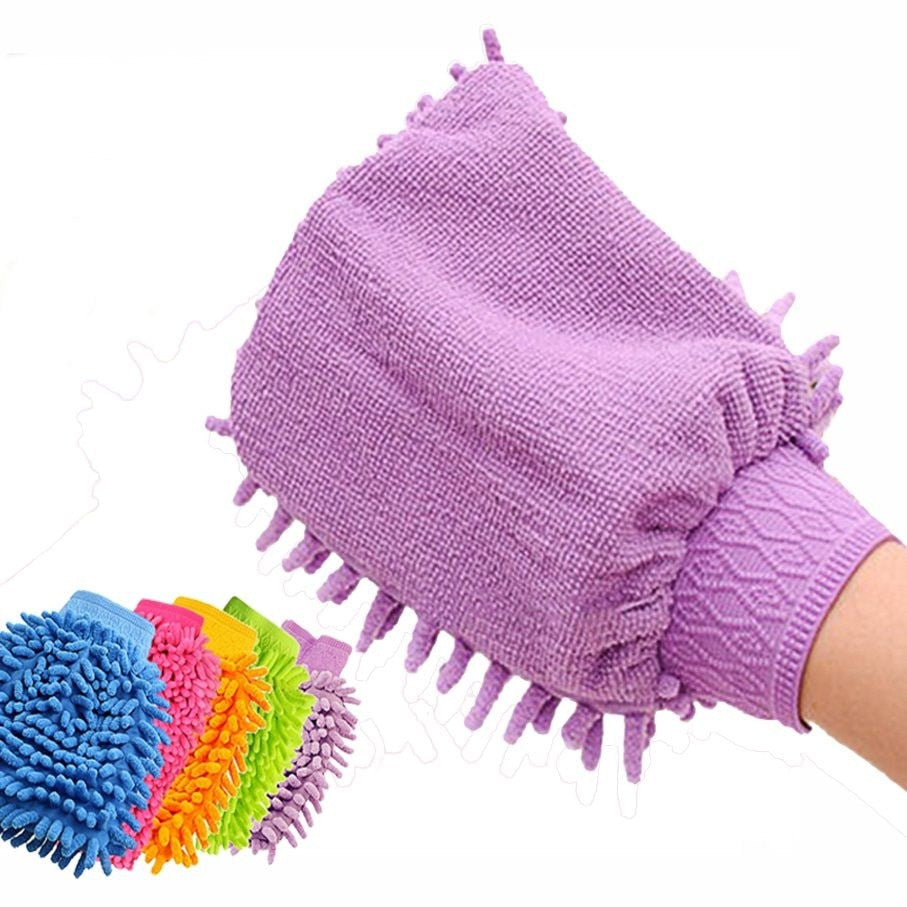 Urijk Home Kitchen Glass Window Wash Cleaning Glove Mitt Soft Mesh No Scratch For Car 1Pair Kitchen Microfiber Car Wash Glove