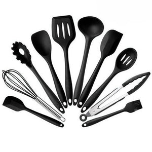 ERMAKOVA Silicone Pasta Fork Turner Spatula Ladle Cooking Spoon Stainless Steel Handle Kitchen Cooking Utensil Set