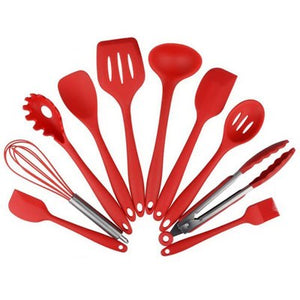 ERMAKOVA Silicone Pasta Fork Turner Spatula Ladle Cooking Spoon Stainless Steel Handle Kitchen Cooking Utensil Set