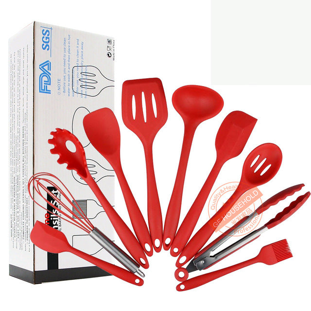 Leeseph Kitchen Utensil Set - 10 Best Kitchen Utensils - Nonstick Cooking Spatulas - Silicone