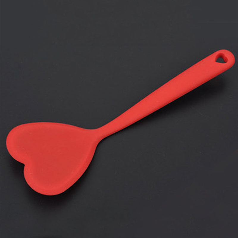 Xingcheng 1PC  9.5*28cm Heart Shape Silicone Spatula Non Stick Shovel For Pan  Long Handle  Heat Resistant Turner Can Be Hung Kitchen tool